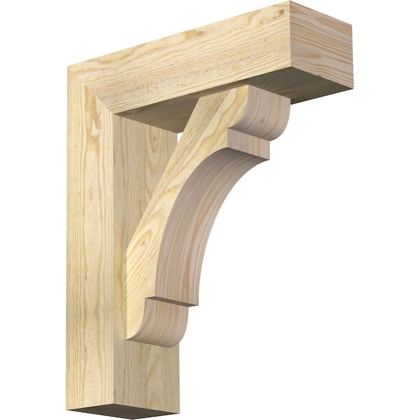 Ekena Millwork Olympic Block Rough Sawn Bracket w/ Offset Brace, Douglas Fir, 6"W x 18"D x 22"H BKT0604X18X22OLY05RDF - main